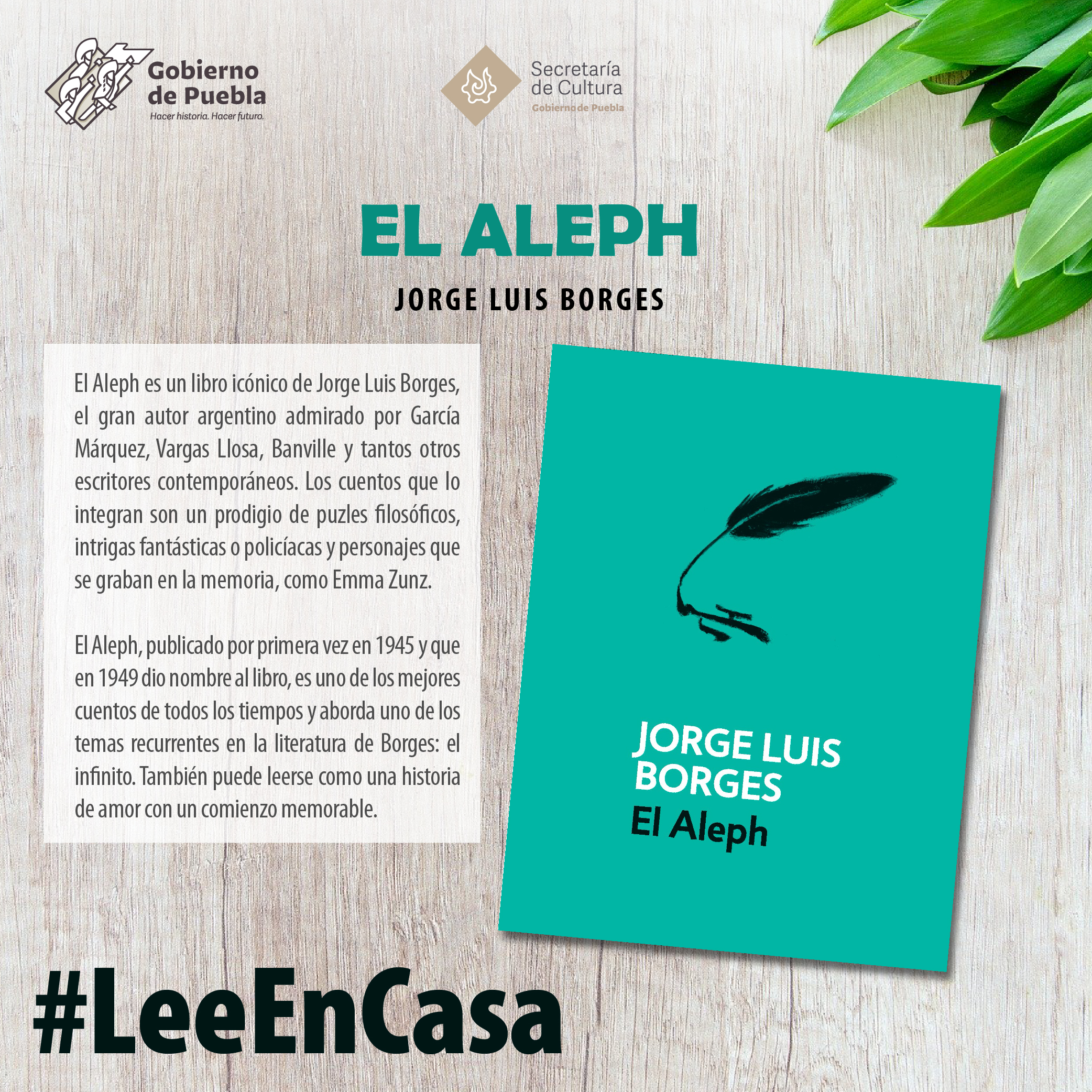 derivación Abrumador ataque Secretaría de Cultura Puebla on Twitter: "#LeeEnCasa 📖'El Aleph', uno de  los títulos más representativos del autor Jorge Luis Borges, en este libro  de cuentos el escritor perfila su estilo como narrador