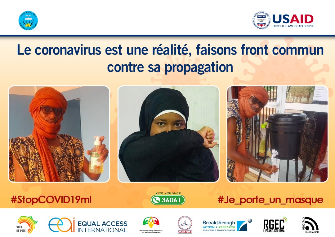 OumarAlassane7's tweet photo. Le coronavirus est une réalité.
#StopCOVID19ml 
#Je_porte_un_masque 
# je respecte les gestes barrières

#EqualAccessMali 
#DemocracyTechsquad https://t.co/8ih7Bcw0jQ