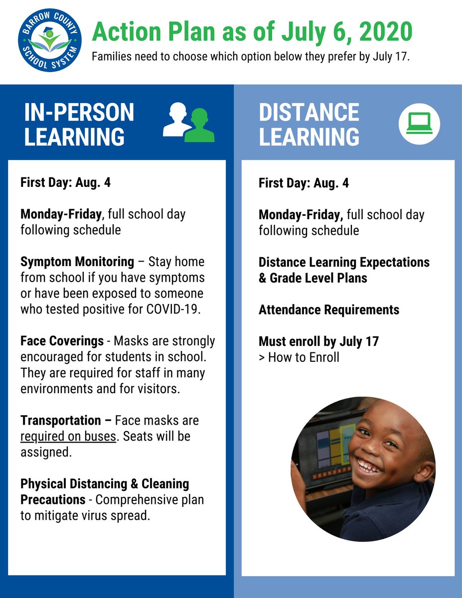 BCSchools1's tweet photo. Thank you for your patience as we developed an action plan for reopening school. At the time this plan is being shared, Georgia is seeing daily increases in the number of COVID-19 cases. Based on that, information in this plan could change at any time. https://t.co/0xNp1vgjLr https://t.co/C0C9gtj0Ck