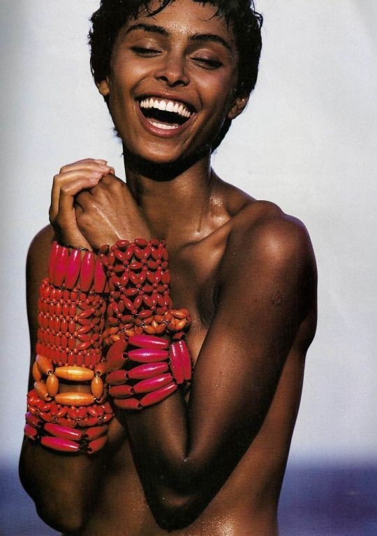 Lana Ogilvie. She was discovered at a high school fashion show. She was the first black model to sign a contract with Cover Girl cosmetics. She also walked for brands such as Prada, Azzedine Alaïa, Karl Lagerfeld and more.