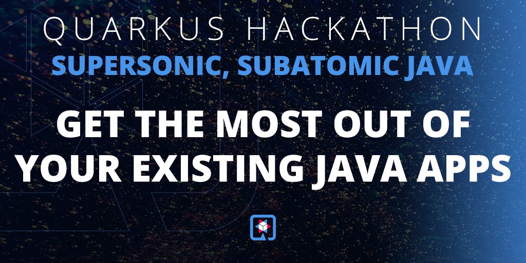 QuarkusIO's tweet photo. Join the Quarkus hackathon and optimize your existing Java apps and win some money. https://t.co/hU0qf7hS5P
#QuarkIt #hackathon #Java #Kubernetes-native https://t.co/LDccn5xmfw