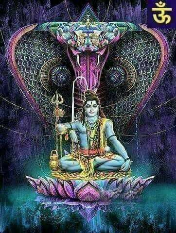 4)3 coils of the Naga represent Past Present & Future-the coils denote the cylical kaalachakra-He wears the snake as a garland denoting his formless endless nature3 horizontal lines on his forehead or Tripunda denote perfect harmony & control of the 3 Gunas : Rajas Sattva Tamas