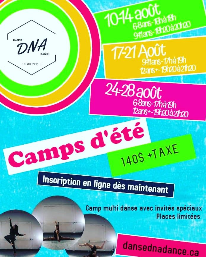 Camps d'été 2020! #Dieppe #campsdété #GreaterMoncton #danseDNAdance #Danse