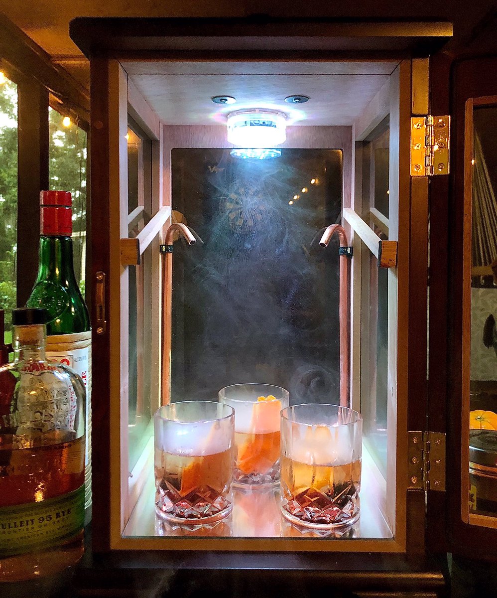 LewSmokin's tweet photo. It’s always a good night for a smoked Old Fashion or three...  #bourbonnight #oldfashionedcocktail https://t.co/o37XRMADFN