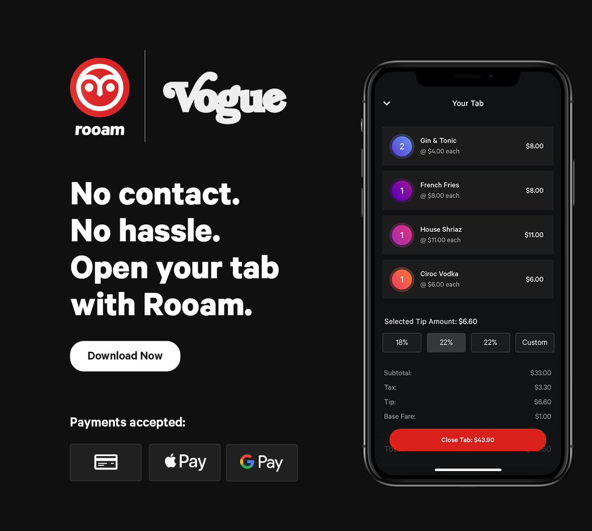 Gone are the days of flagging down a server or waiting in line! <a href="/Rooam/">Rooam</a> is a contactless payment platform that integrates directly with our POS system to help you pay your tab sooner and at a safe distance. Download the app, pay your bill &amp; get back to enjoying the show 🎵🙌🏽