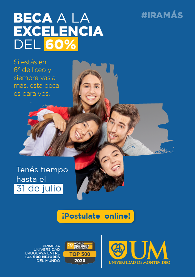 ComunicacionUM's tweet photo. ¡Atención! Está abierta la convocatoria para la Beca Excelencia del 60%! No pierdas la oportunidad de estudiar la carrera que te apasiona en la Universidad que te da más oportunidades en Uruguay y en el mundo! Contacto: comunicación@um.edu.uy #FCOM #IrAMas Plazo 31/07 https://t.co/3T8z85wyRk