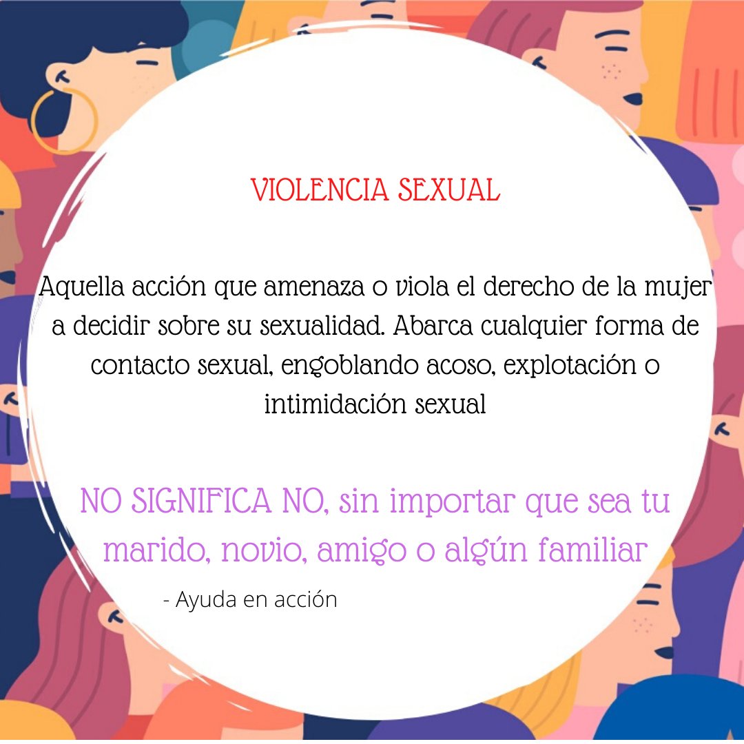 ColectivaMMUE's tweet photo. MMUE busca concientizar sobre la violencia contra la mujer y hoy les queremos compartir información sobre los distintos tipos de violencia.
¿Ciertas actitudes, acciones y/o comentarios hacía nosotras están bien aunque nos hagan sentir menos o incómodas?
#MMUE #Ecatepec https://t.co/6BaTjNHpX7