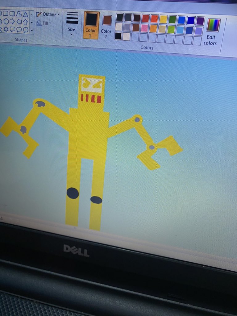 s_almajmaie's tweet photo. If there’s any one know #Dangerbot ? as my son named his drawings. Well done Ahmed 🙂I really like your drawing🥰 @TheTrinityL5 @CRINwire @save_children @mawhiba https://t.co/RHegzO8LgJ