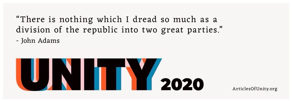 ArticlesOfUnity's tweet photo. The founders warned us against the dangers of a strong duopoly. It is time for us to rise up against this duopoly once and for all, and to stand for unity. #Unity2020 https://t.co/bPsTMYkXt0