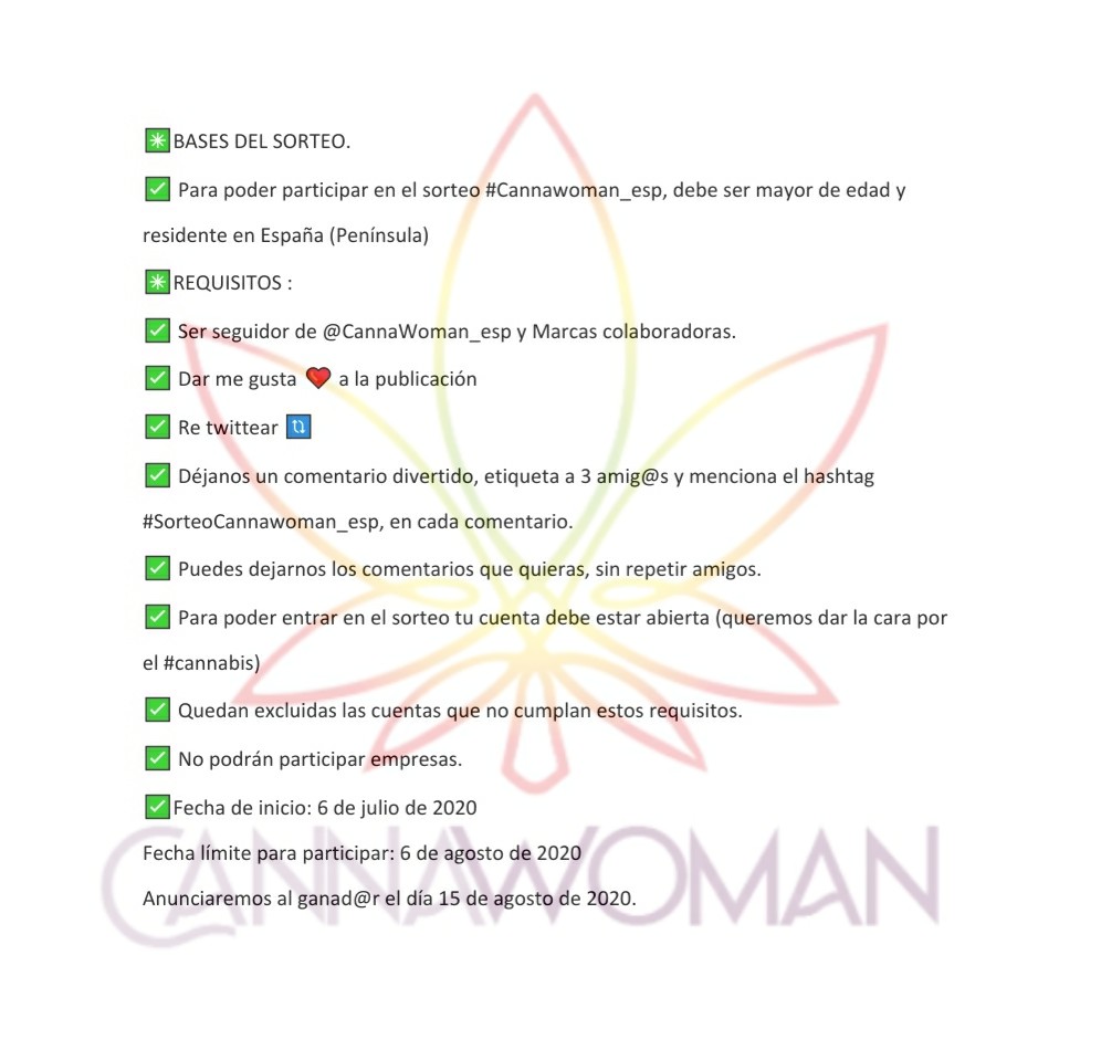 CannaWoman_IntF's tweet photo. Somos @CannaWoman_esp,un grupo de Mujeres unidas por el #cannabis.La meta de nuestra #UniónCannábica es la lucha por la #libertad #legalización y #autocultivo del Cannabis🌱Para ello preparamos este #SorteoCannawoman_esp arropadas por un gran grupo de 
empresas del sector.
👇👇 https://t.co/B9AYMnuSOP