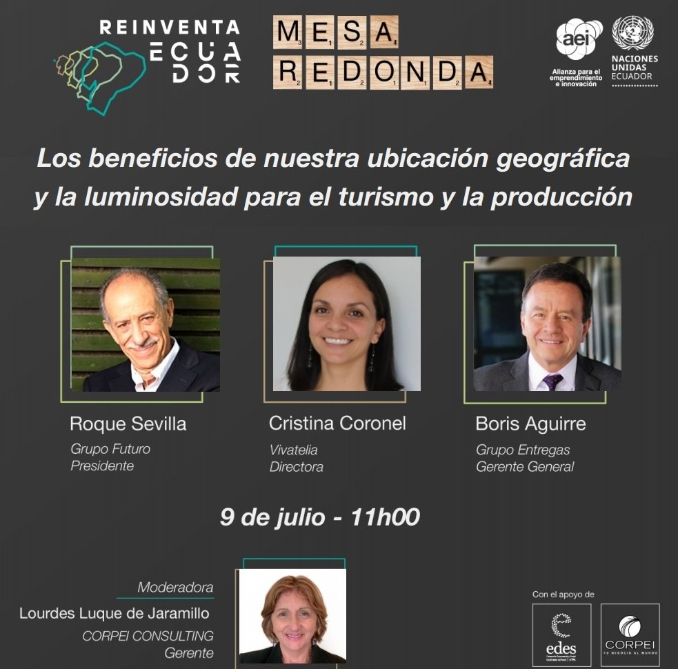 💡#ReinventaEcuador 
Te invitamos a conocer más beneficios de la ubicación geográfica del país y las oportunidades de negocio.
✅Súmate a la Mesa Redonda, este próximo jueves 9 de julio. Participan Roque Sevilla, Cristina Coronel y Boris Aguirre. ⬇️ event.webinarjam.com/register/123/8…