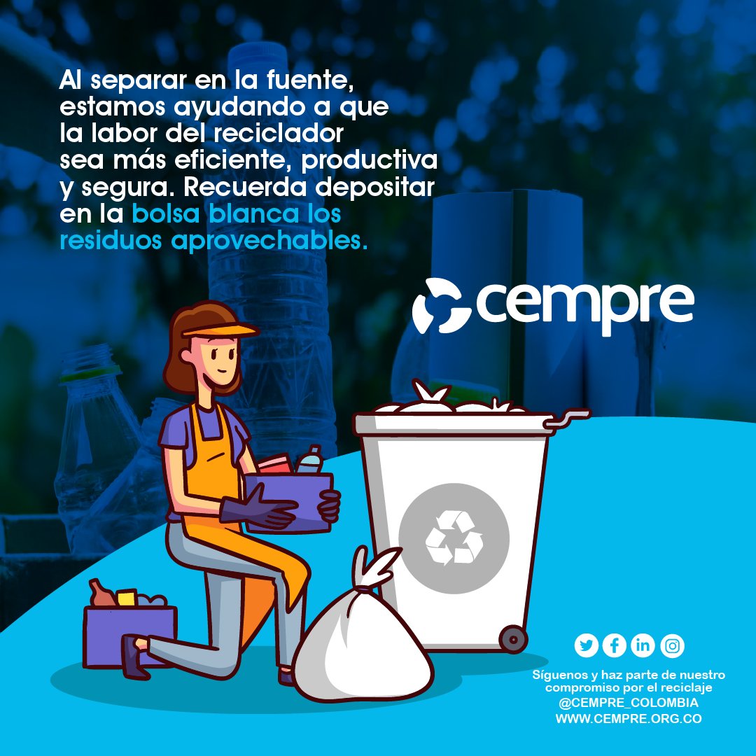 CEMPRE_COLOMBIA's tweet image. Los recicladores generan los ingresos para para cubrir su mínimo vital y necesidades básicas, recolectando todo lo que es posible comercializar o reciclar.-   #Cempre #Residuos #Reciclaje #EconomíaCircular