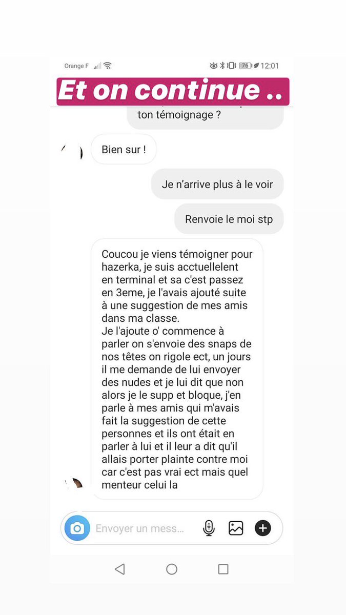 OrnellaYoutube's tweet photo. La vérité est établie sur #Hazerka. Il demande des nudes à des mineures souvent de moins de 15 ans. Preuve en photo. Il faut le faire tomber. Allez voir ma story permanente sur Insta : ornellatempestaofficiel. Des influenceurs commencent à relayer la vérité ! Il faut retweeter ! https://t.co/q323dhsgqV