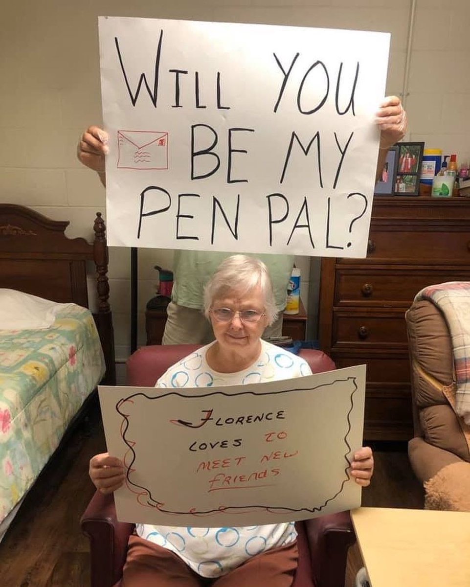 If you’re in need of a new quarantine hobby, click the link in the thread to become pen pals with someone living in a retirement home / assisted living.