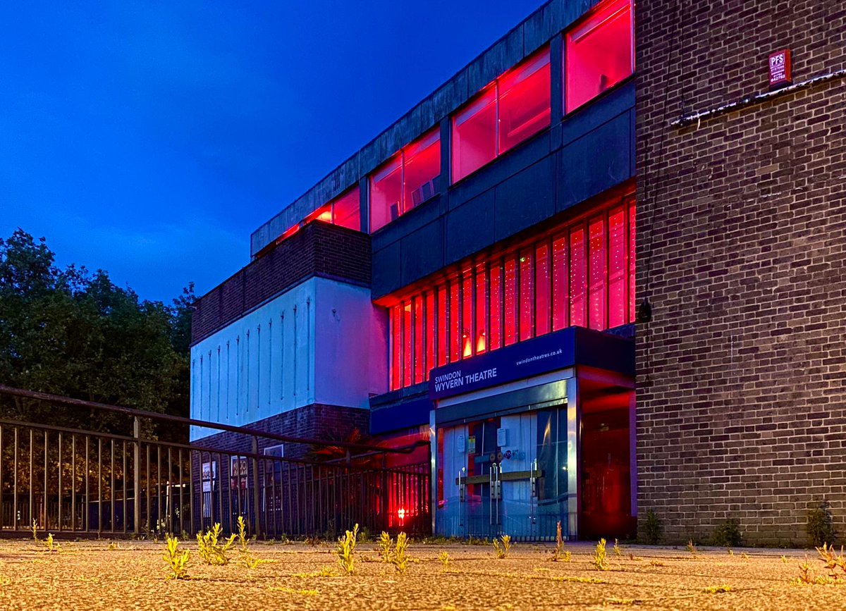WyvernTheatre's tweet photo. As we remain on ‘standby’ - tonight the Wyvern &amp; the Arts Centre has been lit red.

We welcome the announcement of government support for the sector but don’t have a date for live performances to recommence.

We’re standing in solidarity with venues across the UK. #lightitinred https://t.co/H21YAqMMTv