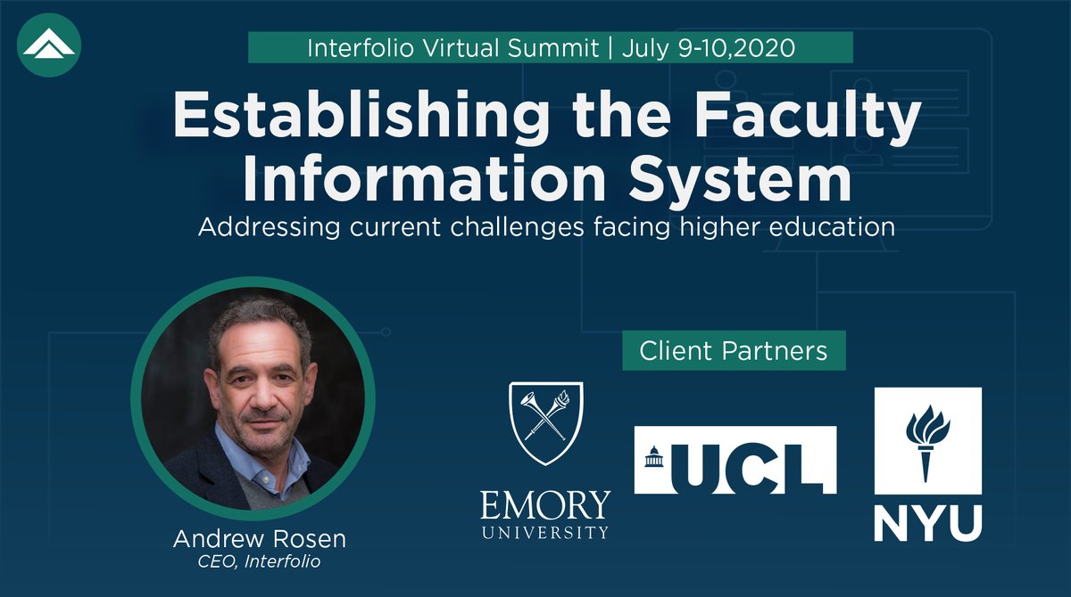 Interfolio's tweet photo. Join our CEO Andrew Rosen this Thursday for the #interfoliosummit opening panel. Three partner institutions discuss current issues facing higher education and the value of Faculty Information Systems. Free registration: https://t.co/8lrbVSU1vc
#highereducation https://t.co/s4K4TbAxxz