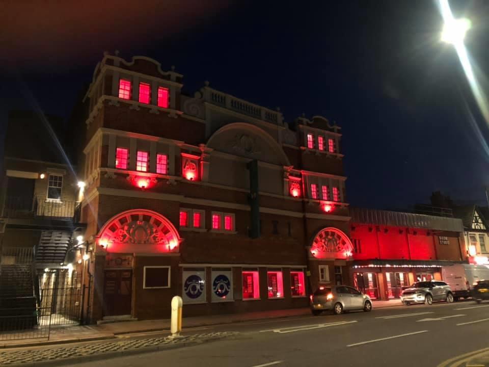 As we remain on ‘standby’ - tonight the Cliffs Pavilion &amp; Palace have been lit red.

We welcome the announcement of government support for the sector but don’t have a date for live performance to recommence.

We’re standing in solidarity with venues across the UK. #lightitinred