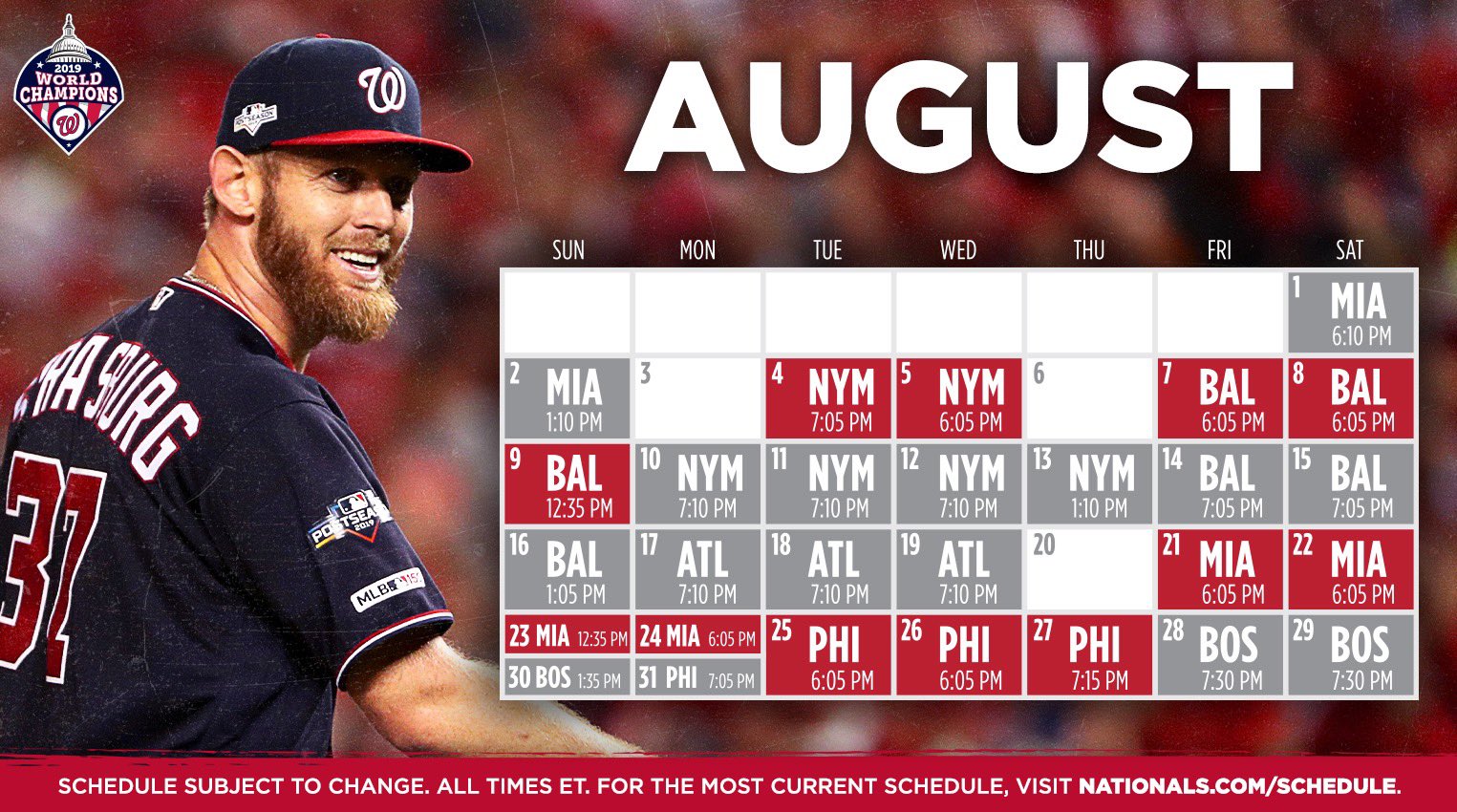 Washington Nationals 2020 Schedule