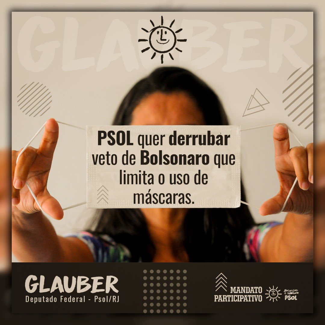 Glauber_Braga's tweet photo. VETOS DE BOLSONARO AO PL QUE LIMITA O USO DE MÁSCARA TÊM QUE SER DERRUBADOS O MAIS RÁPIDO POSSÍVEL. Saiba mais: https://t.co/JFYUvvhGiy #Equipe https://t.co/5VRd8KCCAU