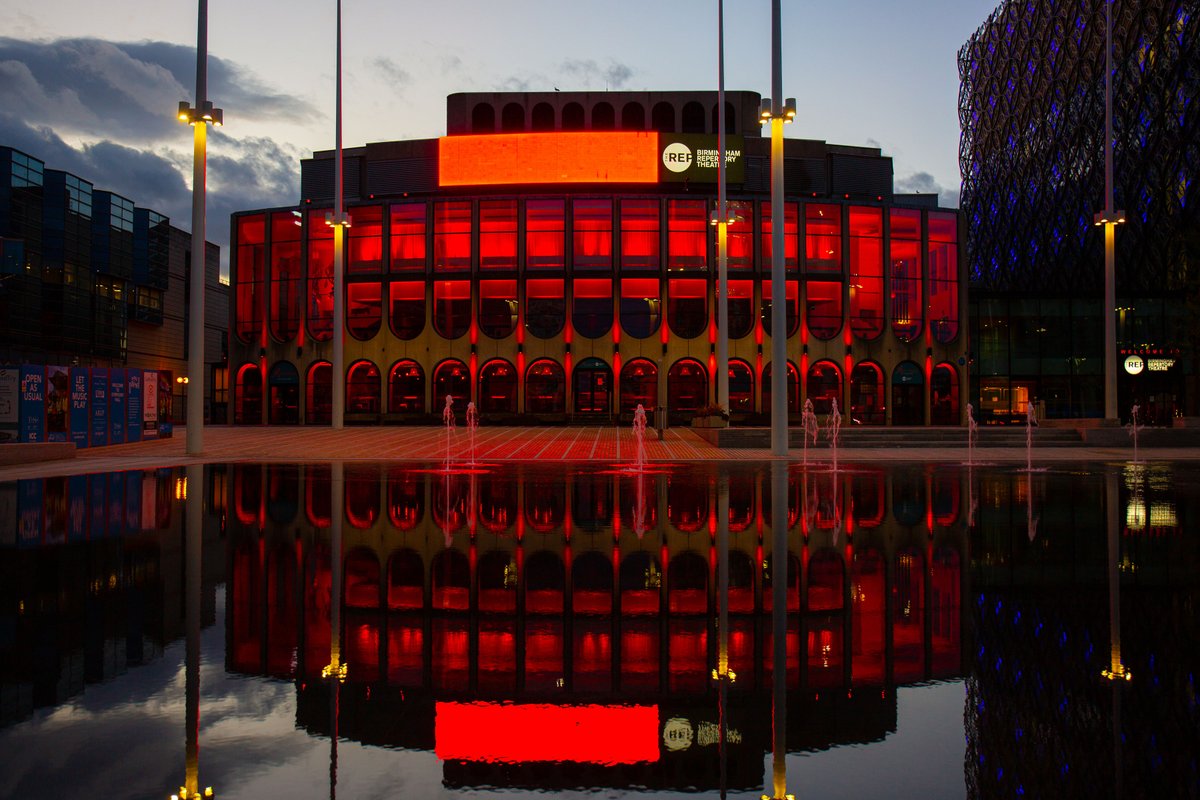 BirminghamRep's tweet photo. Tonight, we join a multitude of venues across the country who are lighting their buildings red in support of freelancers, suppliers, and those in the theatrical and events industry on whom our entire theatre ecology relies. 

#LightItInRed #MissingLiveTheatre

📸 @H_KellyPhotos https://t.co/zkYz8jyq0r