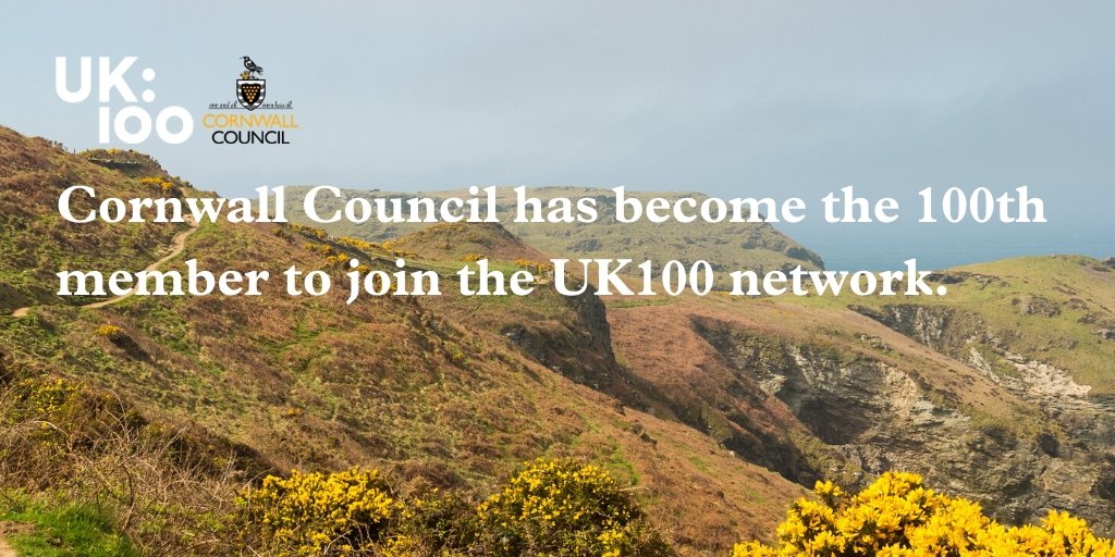 UK100_'s tweet photo. We are pleased to welcome @CornwallCouncil - a founder of the #CountrysideClimateNetwork - as the 100th member of #UK100's network. 

Cllr @EdwinaHannaford, Cabinet member for #ClimateChange and Neighbourhoods writes about Cornwall's climate ambition here:
https://t.co/yz49cIr7jB https://t.co/dHtO41WyrC