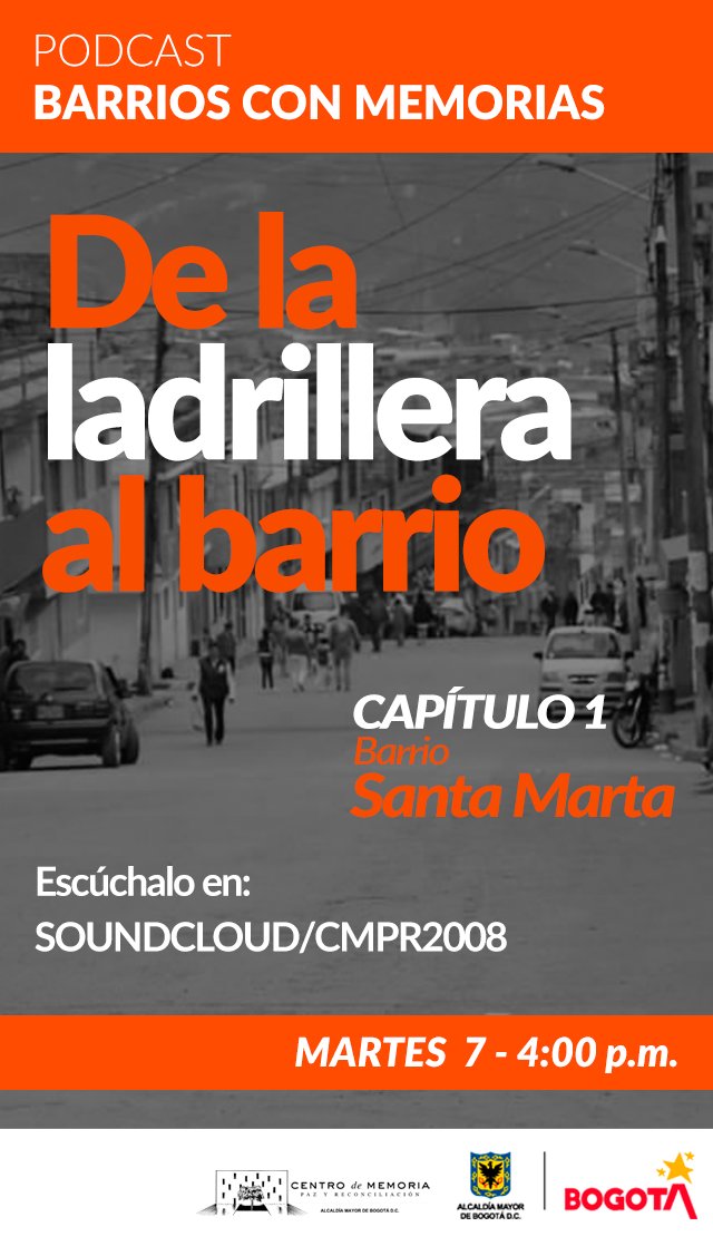 centromemoria's tweet photo. Desde mañana, en la segunda serie de #BarriosConMemorias conoceremos el barrio Santa Marta en la voz de Claudia e Israel, un relato intergeneracional sobre construcción de memoria y defensa de la vida.

🗓️  Martes, 7 de julio
⏰ 4:00 pm https://t.co/s8zEhvpZe7