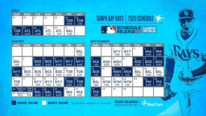 Tampa Bay Rays 2025 Schedule