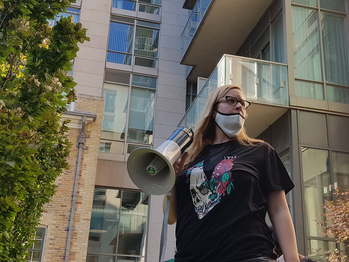 "While our neighbours are at risk of eviction, while our neighbourhoods are at risk of destruction... no one in this city who is complicit in these actions will be safe from us." #topoli  #onpoli  #housing  #yyz