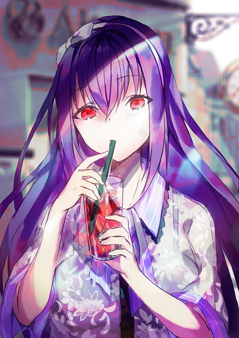 ラズベリーティー飲むスカディさん 