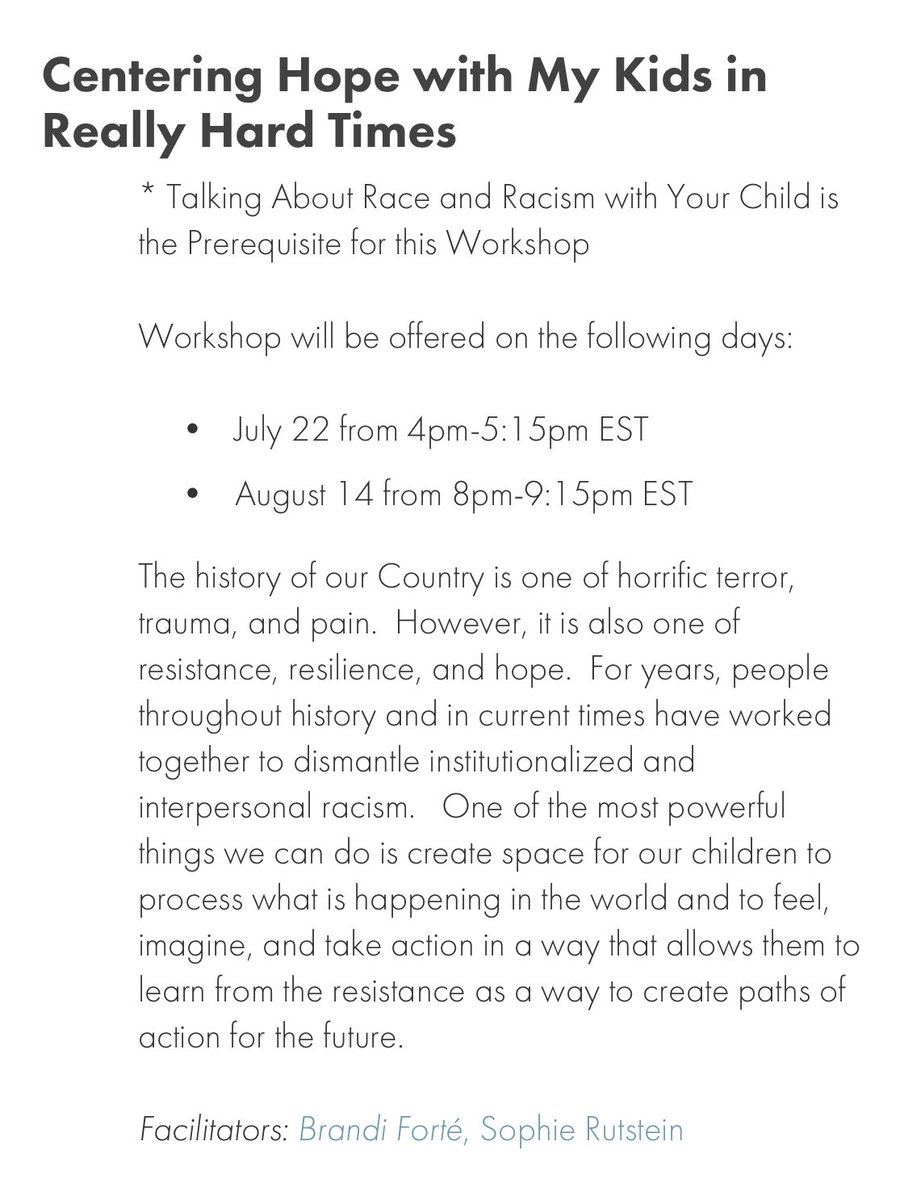 Parents, caregivers, educators: let’s talk about centering HOPE, JOY, and RESISTANCE. Join us!!! rootsconnected.org/workshops-1