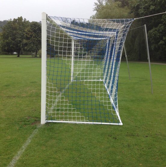 BakewellTownFC's tweet photo. Pair of MH Football goalposts with box net system for sale. Full system (excluding ground sockets) includes nets, back poles, steel hinged bottom frame so no pegging required. Used but good condition, open to offers. DM for further information. https://t.co/RNiELtrbts