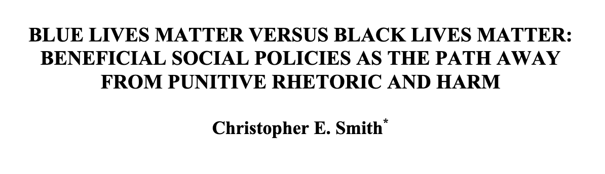 458/ "What should be done by those who... want to 'make blue lives matter'? Unfortunately, those who originally trumpeted this slogan... appear to be blind to useful approaches... due to a myopic preoccupation with vilifying Black Lives Matter... motivated by defensiveness."