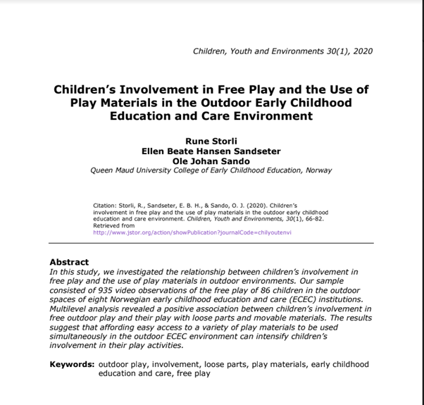 CYEjournal's tweet photo. Another fantastic article in the latest issue of @CYEjournal looking at children's involvement in free play and the use of play materials! #outdoorenvironments #earlychildhood #earlychildhoodeducationandcare #playmaterials #freeplay #looseparts https://t.co/VID28KaXsC