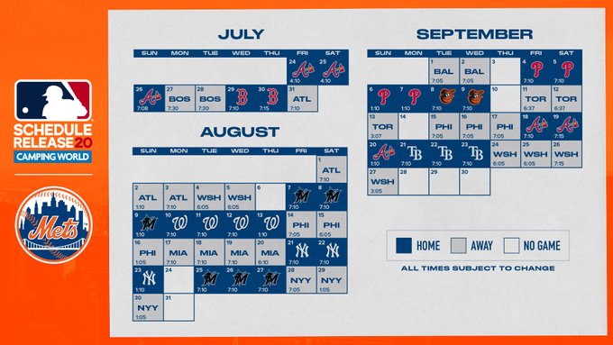 Ny Mets Schedule 2022 New York Mets 2020 Schedule