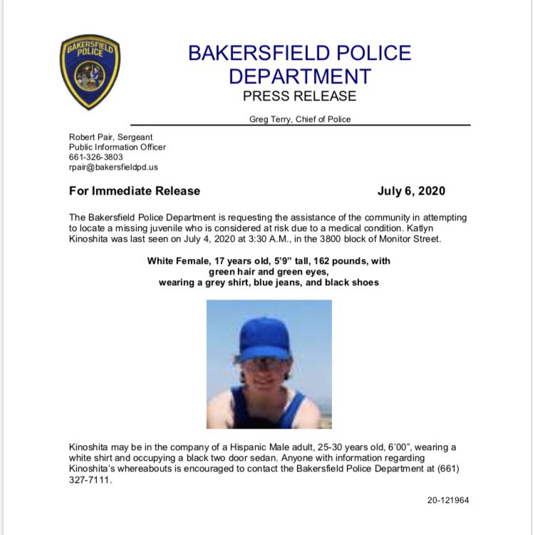Missing: 17 year old, Katlyn Kinoshita.