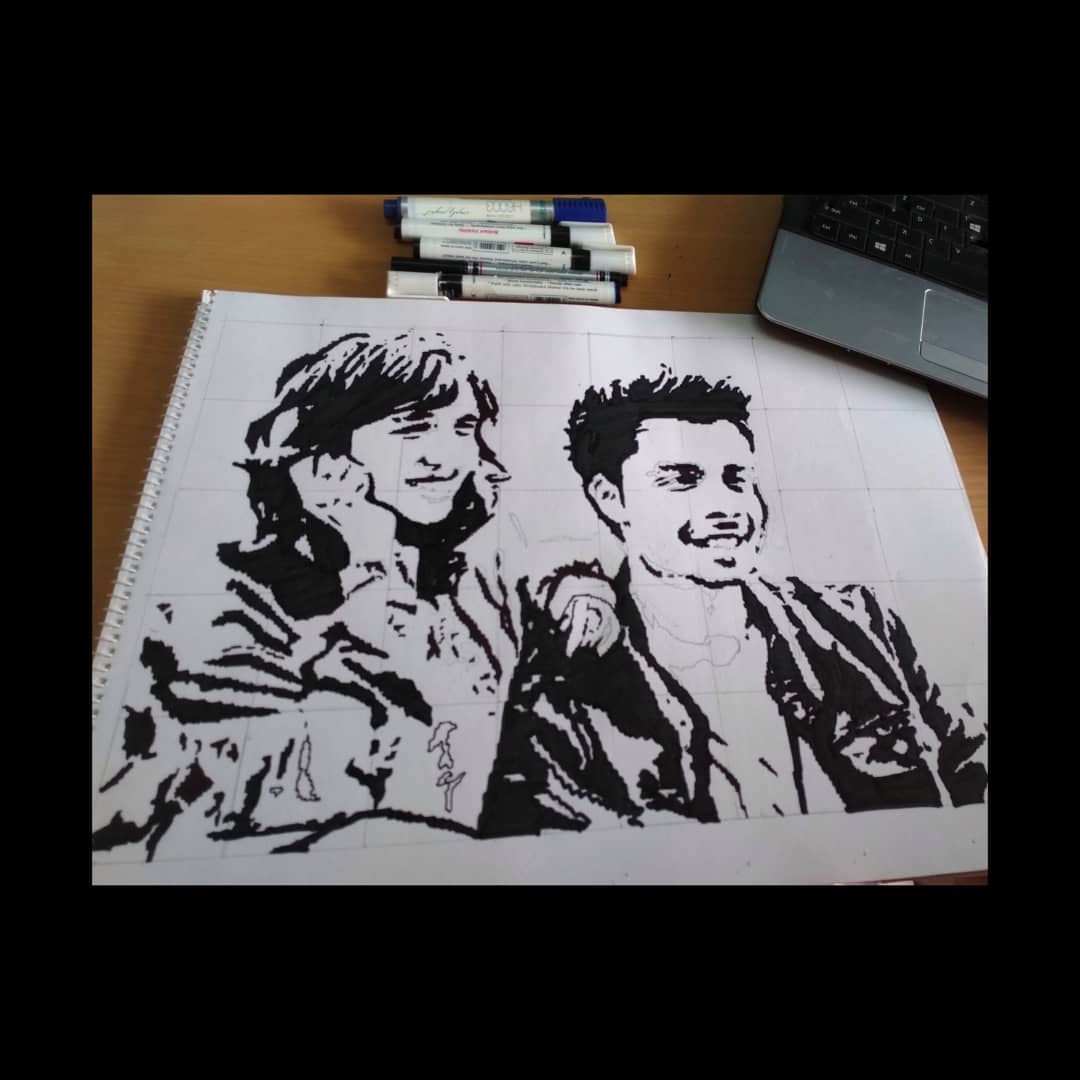 HSharma2205's tweet photo. In frame - @ShirleySetia @gurnazar_chattha

I hope this potrait brings a smile on your face. 🌸

#lovethem #abstractarts #sketchart #sketchaday #portrait #portraiture #abstractartist #sketchbook #sketch #art #artist #portraits #artistry #prilaga #selfportrait #sketch_daily https://t.co/mE5fNpwehG