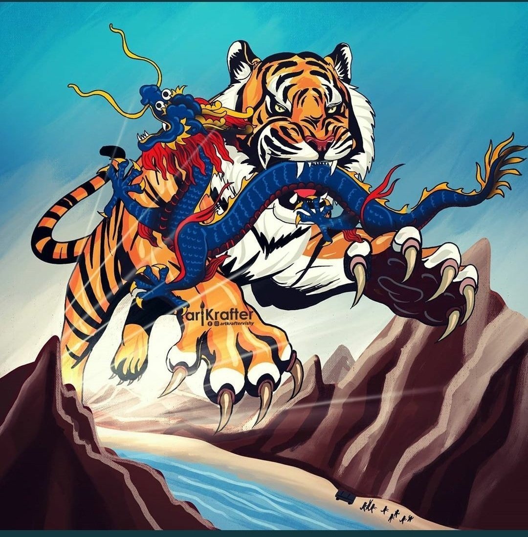 chinese dragon and tiger wallpaper