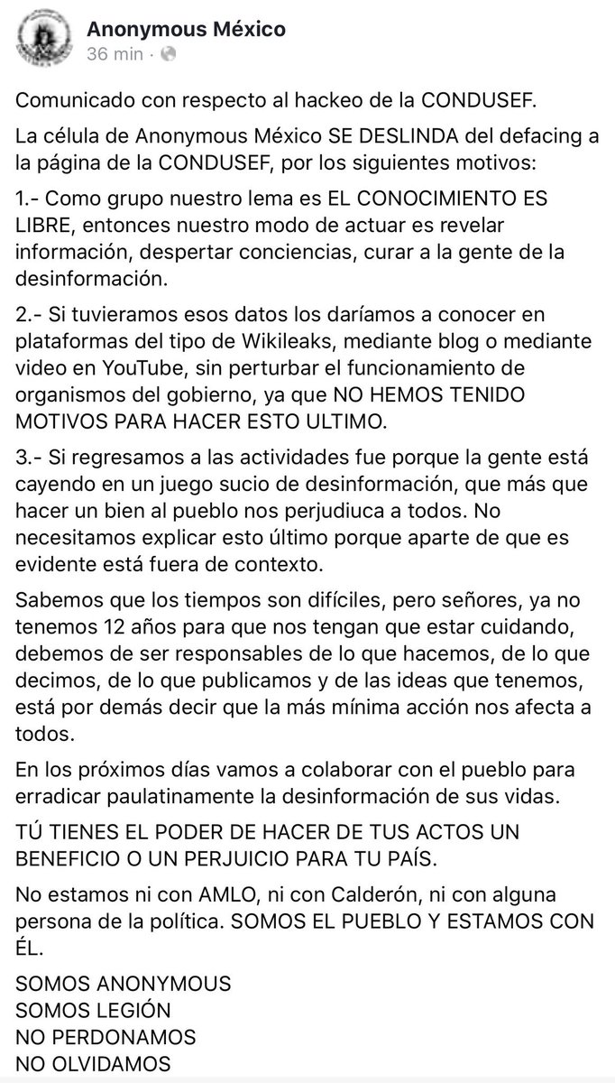 MD_H0_DrAaronFC's tweet image. Aquí comunicado de Anonymous México