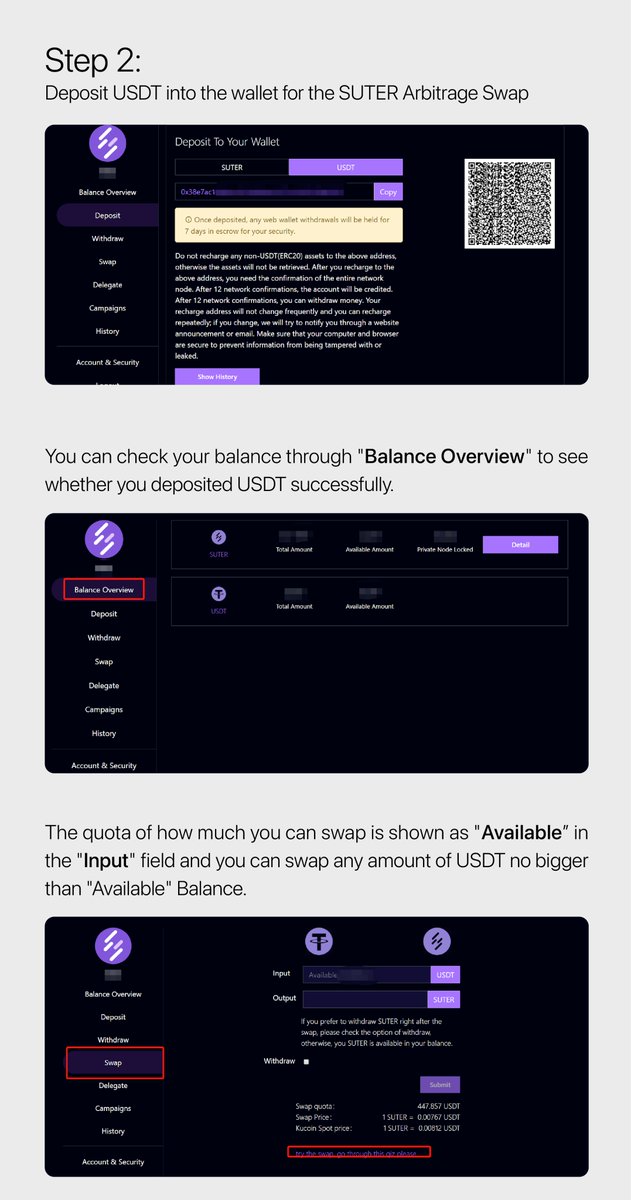 suterusu_io's tweet photo. Many users inquiry about how to participate in the arbitrage program, here comes a detailed guide from one of our community volunteer, please check and enjoy the smooth swing trade from Suter wallet to exchange 🍻🙂 https://t.co/N4xMzpOmR9 https://t.co/aBBJXowirl