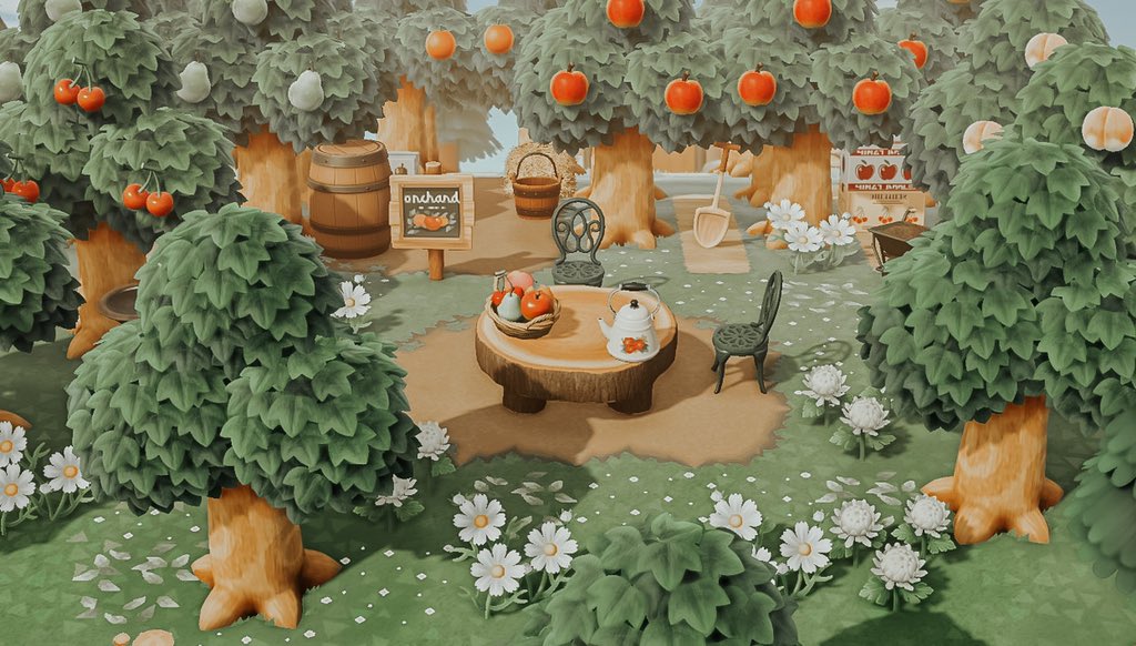 𝐓𝐇𝐄 𝐏𝐀𝐓𝐇; if all else fails, we can rely on 'the path' haha. Idk how to make it work, but it's fabulous on other people's islands. Here's how it looks like on  @KyuubiCrossing's orchard!  (MA-6647-9230-4716)