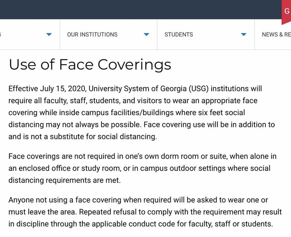 USG is now requiring masks on campus.