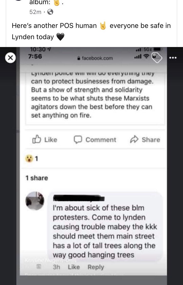 Lynden would be different. And the protesters knew full well it would be. The week leading up the march, they received any number of racist, violent threats. Like this one: