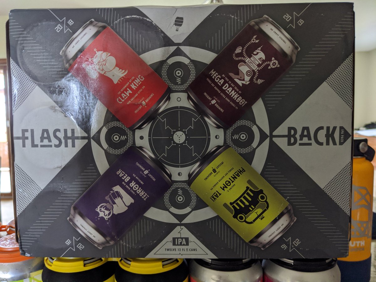 ShawnBGP's tweet photo. Shout out to @InsightBrewing for a stellar 12-pk of 12oz cans. $15/12pk of 4 IPAs: the Flash Back. Phantom Taxi, Terror Bear, Claw King, &amp; Mega Dankbot. 

What're you having on this swampy #IPAMonday? I'm having a Phantom Taxi right now. https://t.co/fYmRaCSfa7