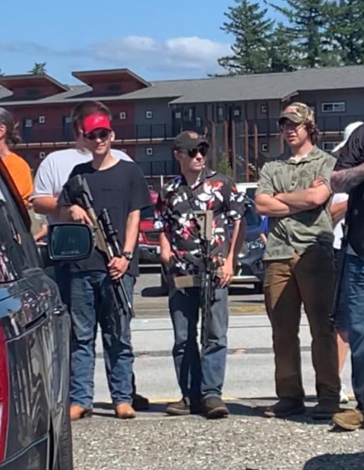 And they carried guns. There were lots of guns. When the students tried to speak, the counterprotesters shouted “USA! USA!” and “All lives matter!”