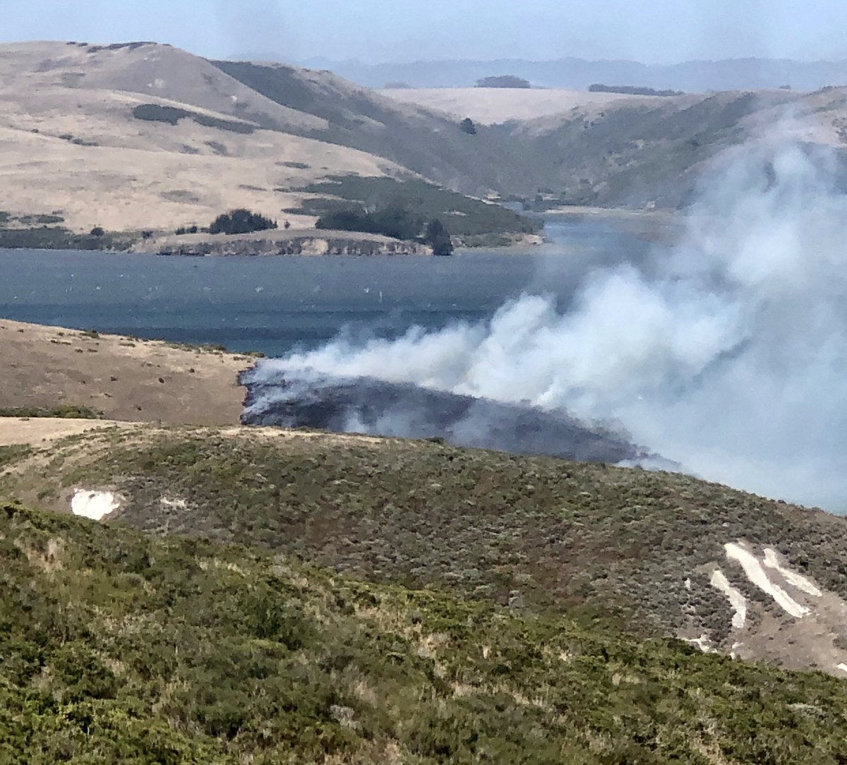 marincountyfire's tweet photo. #PierceFire on Tomales peninsula: Photo from @PointReyesNPS #WestMarin https://t.co/0ELI0D9ZQF