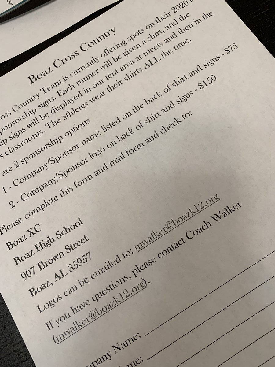 BoazXC's tweet photo. The XC team is currently selling sponsorships for our 2020 t-shirts! If you are interested - see a XC member or contact Coach Walker. #runlikeapirate https://t.co/wIzmrcezXW
