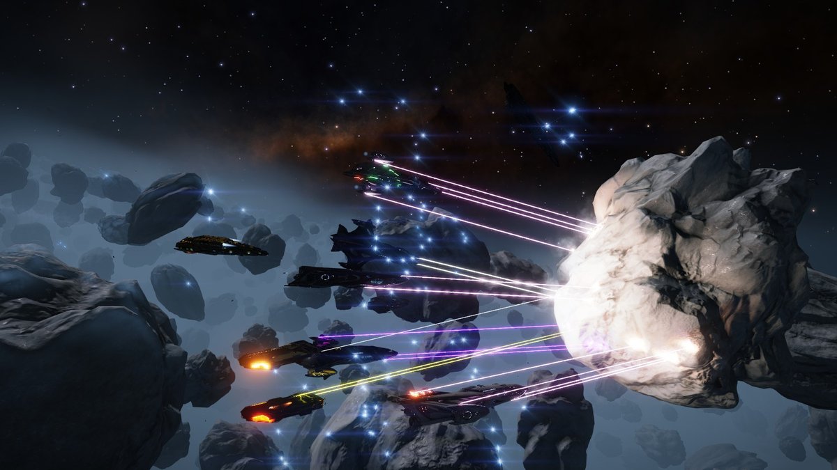 BossladyB_Love's tweet photo. Three reasons I love mining with you: 
1) I get to see each of you in person (in-game) Putting a ship to a name makes you more real to me.
2) Visually Stunning to see so many Cmdrs in one place. It never gets old for me!
3) PROFIT!
#EliteMining #BossMining #BossSquad https://t.co/PK9TgXU2nE