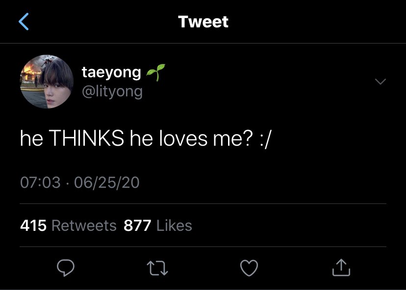 “do you like me?”jaehyun laughs.“i think i love you, to be honest.”“well, what are you waiting for dumbass, say it to my face.”