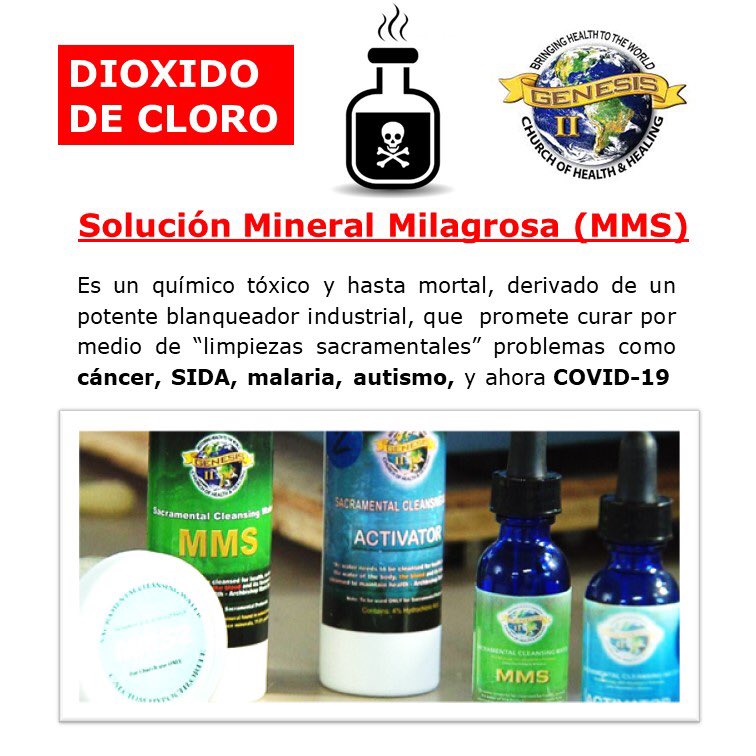 Svinfectologia On Twitter Dioxido De Cloro Mms O Solucion Mineral Milagrosa Un Peligroso Quimico Fraudulentamente Promocionado Para La Cura De Diversas Patologias La Administracion De Alimentos Y Medicamentos De Ee Uu O Fda