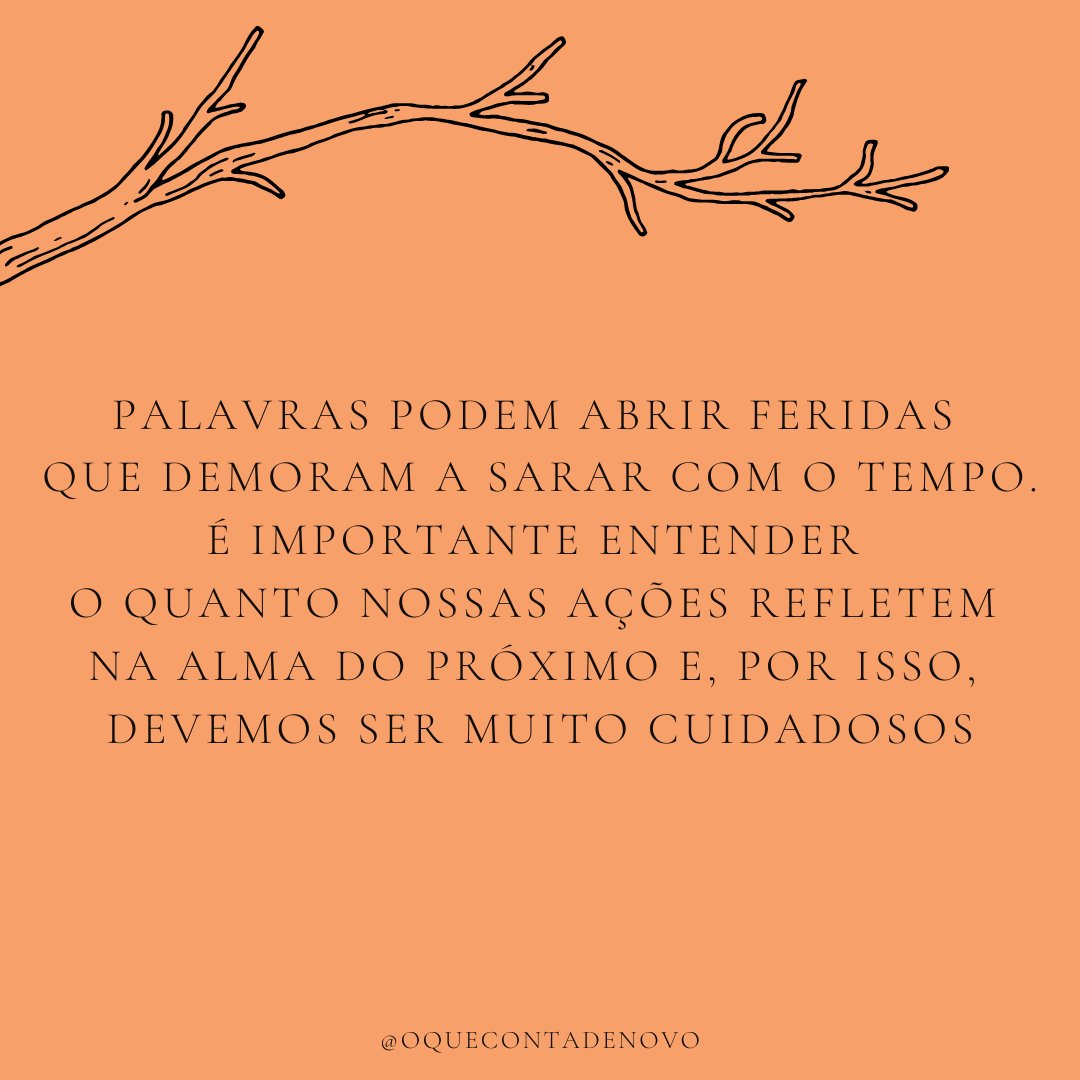 Oquecontadenovo's tweet photo. Sempre precisamos pensar antes de agir e de falar. Mesmo nas situações mais difíceis, temos que tomar cuidado com o próximo 😊🤲🤝
.
.
#amaroproximo #cuidar #palavras #frases #pensamentos https://t.co/gVv5rky2Qi